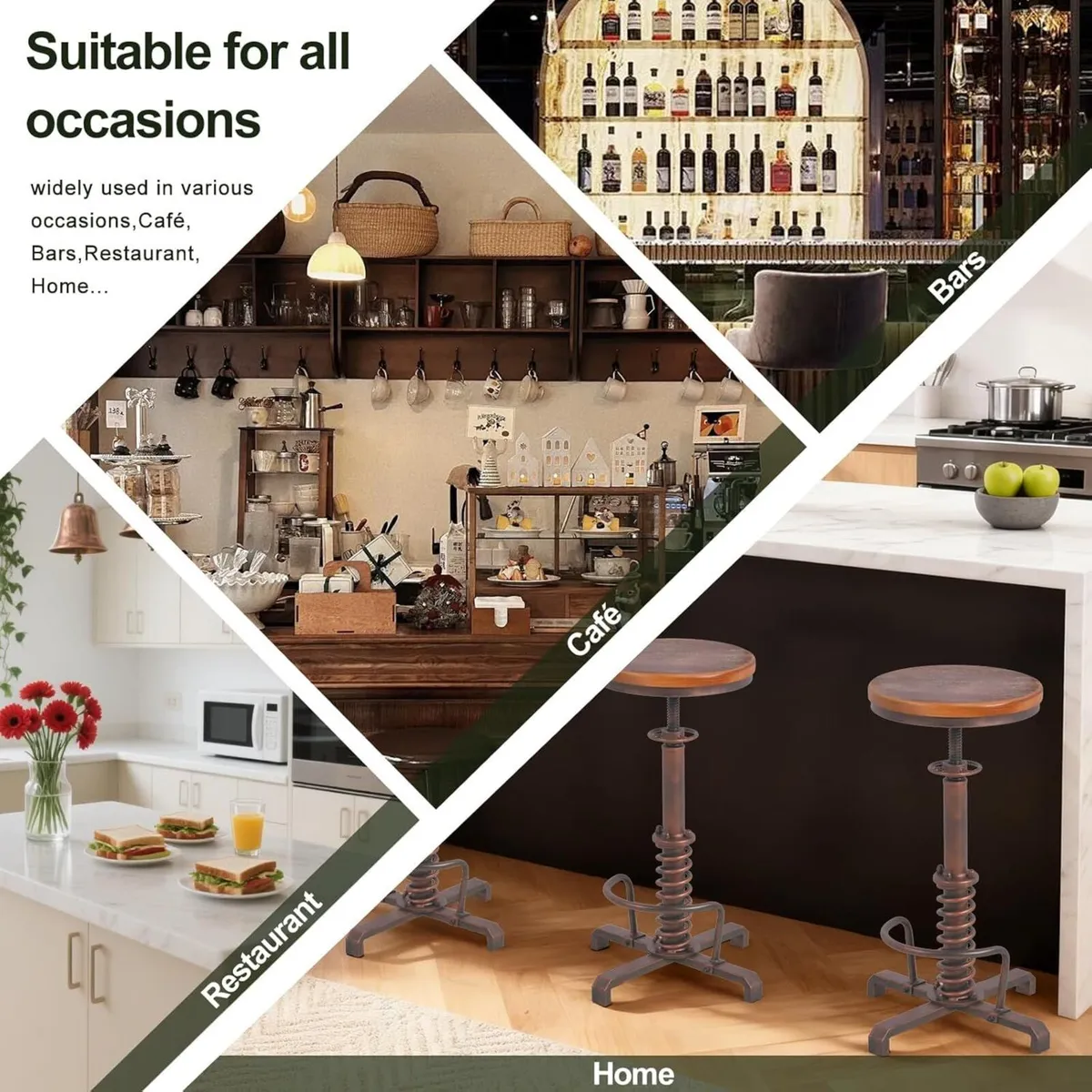 Farmhouse Bar Stool 24-28inch Height Adjustable - Image 4