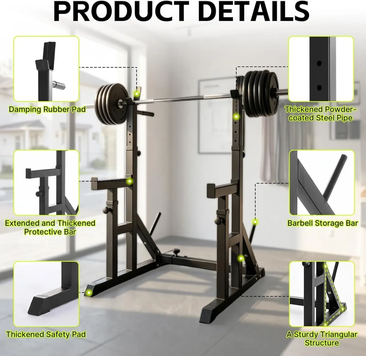 Adjustable Squat Rack Heavy Duty Strength - Image 4