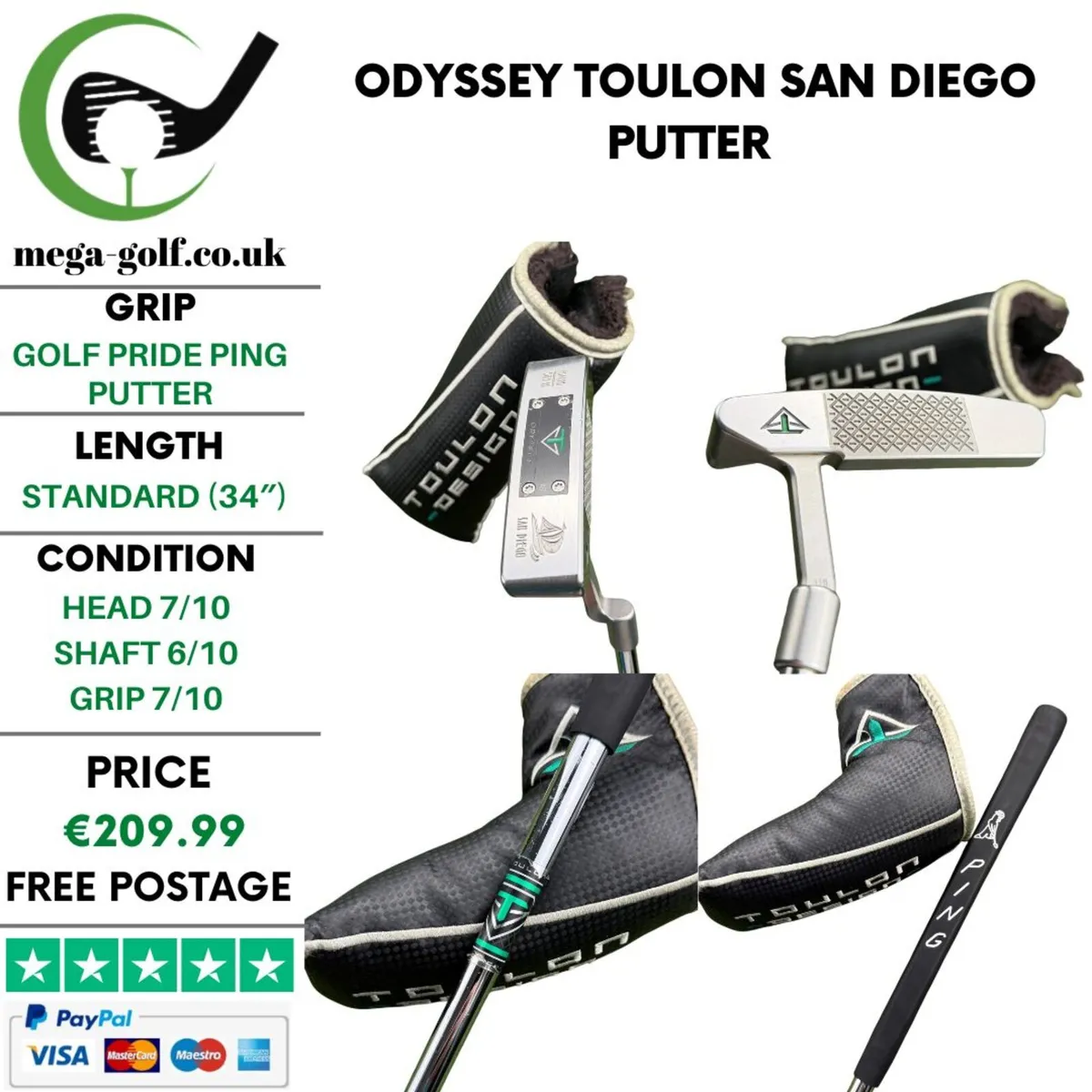 Odyssey Toulon San Diego Putter / 34" - Image 1