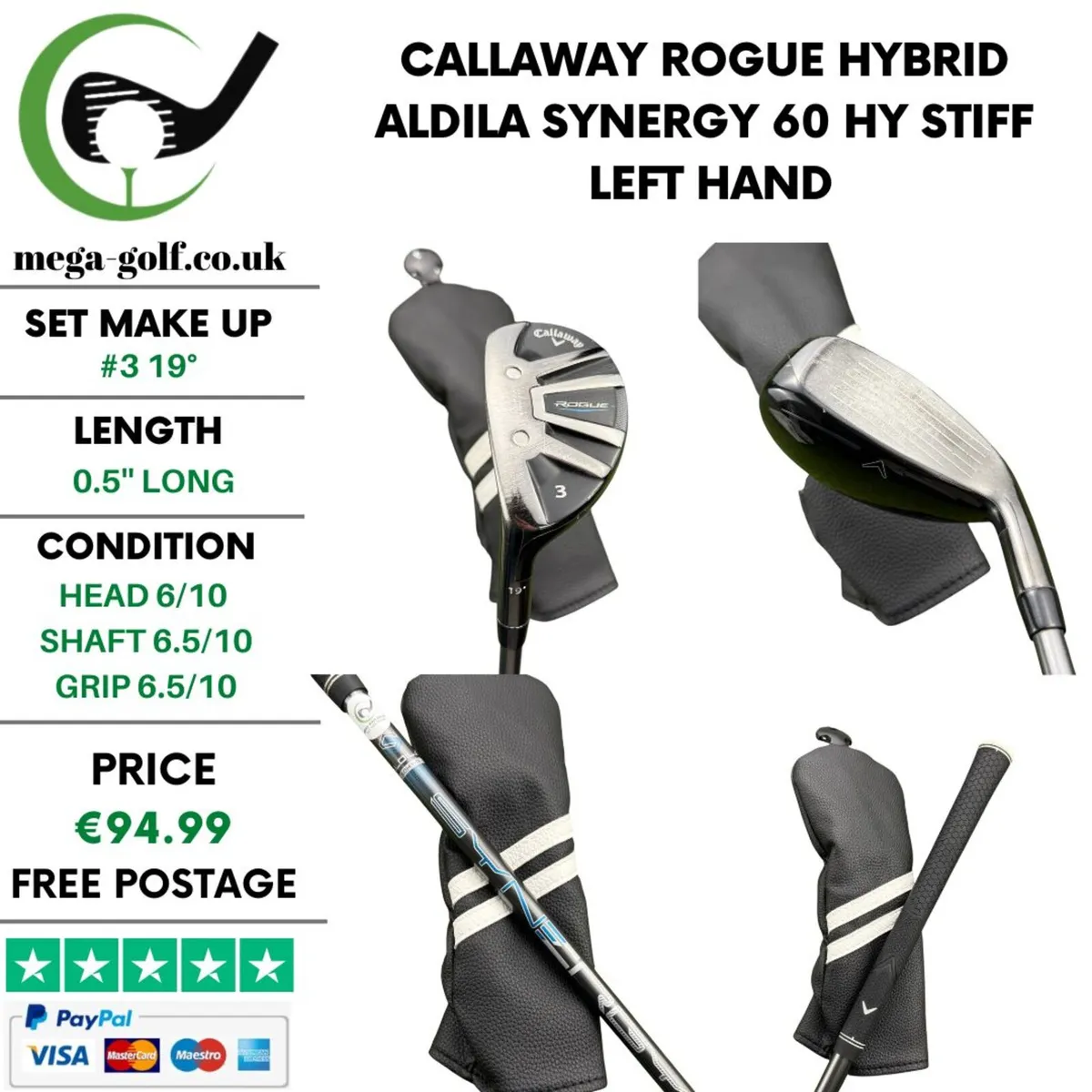 Callaway Rogue Hybrid / #3 19° / Stiff / Left Hand - Image 1