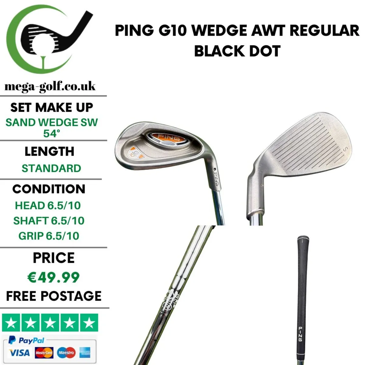 Ping G10 Wedge Sw 54° / Awt Regular / Black Dot - Image 1