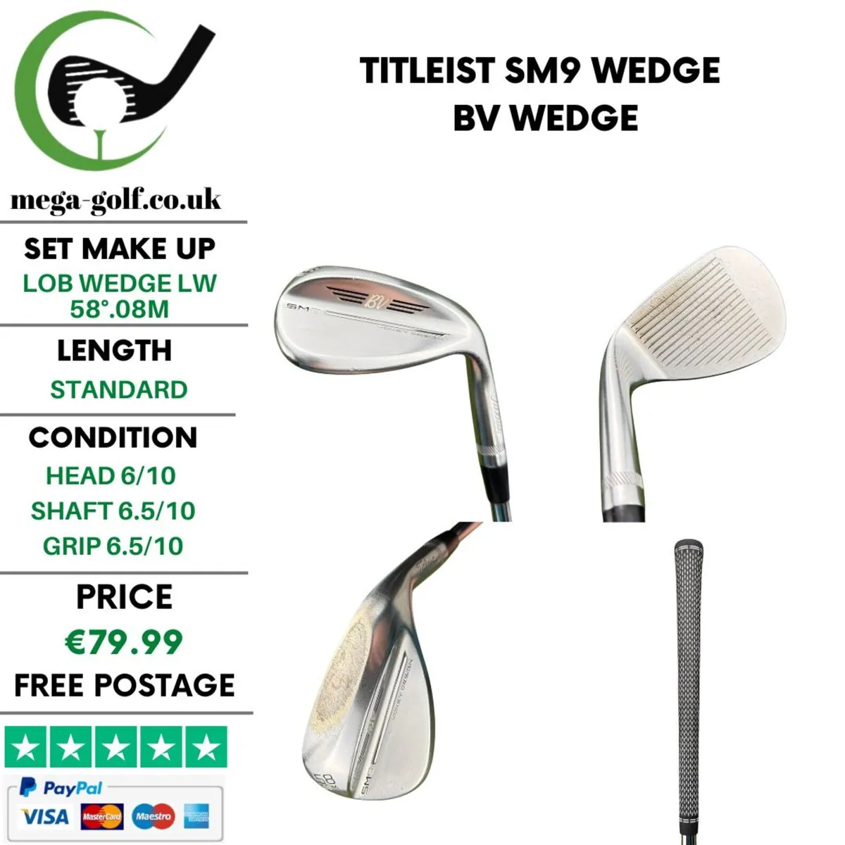 Titleist SM9 Wedge Lw 58°.08M / Bv Wedge - Image 1