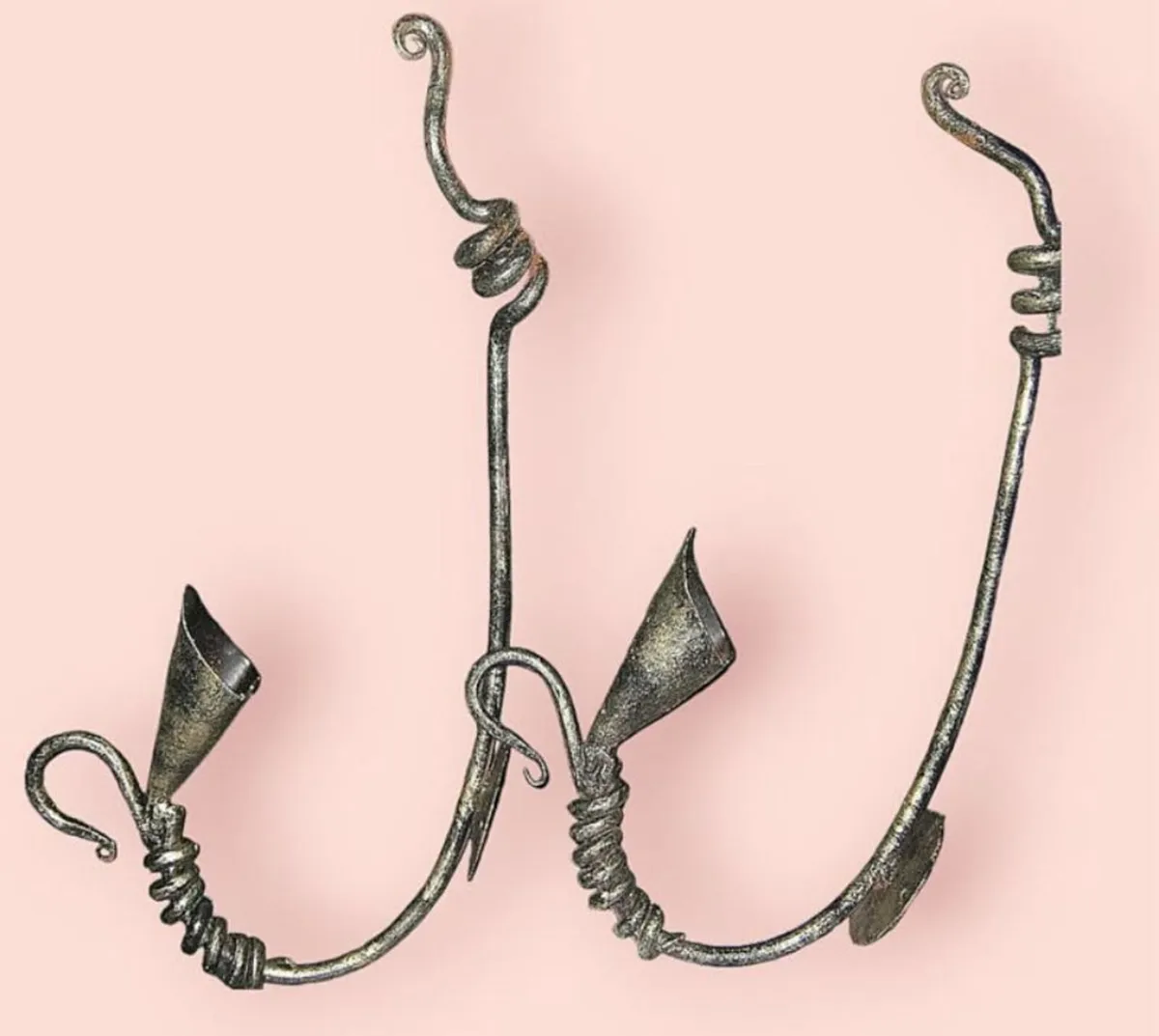 Vintage Pair Wrought Iron Wall Candle Sconces - Image 4