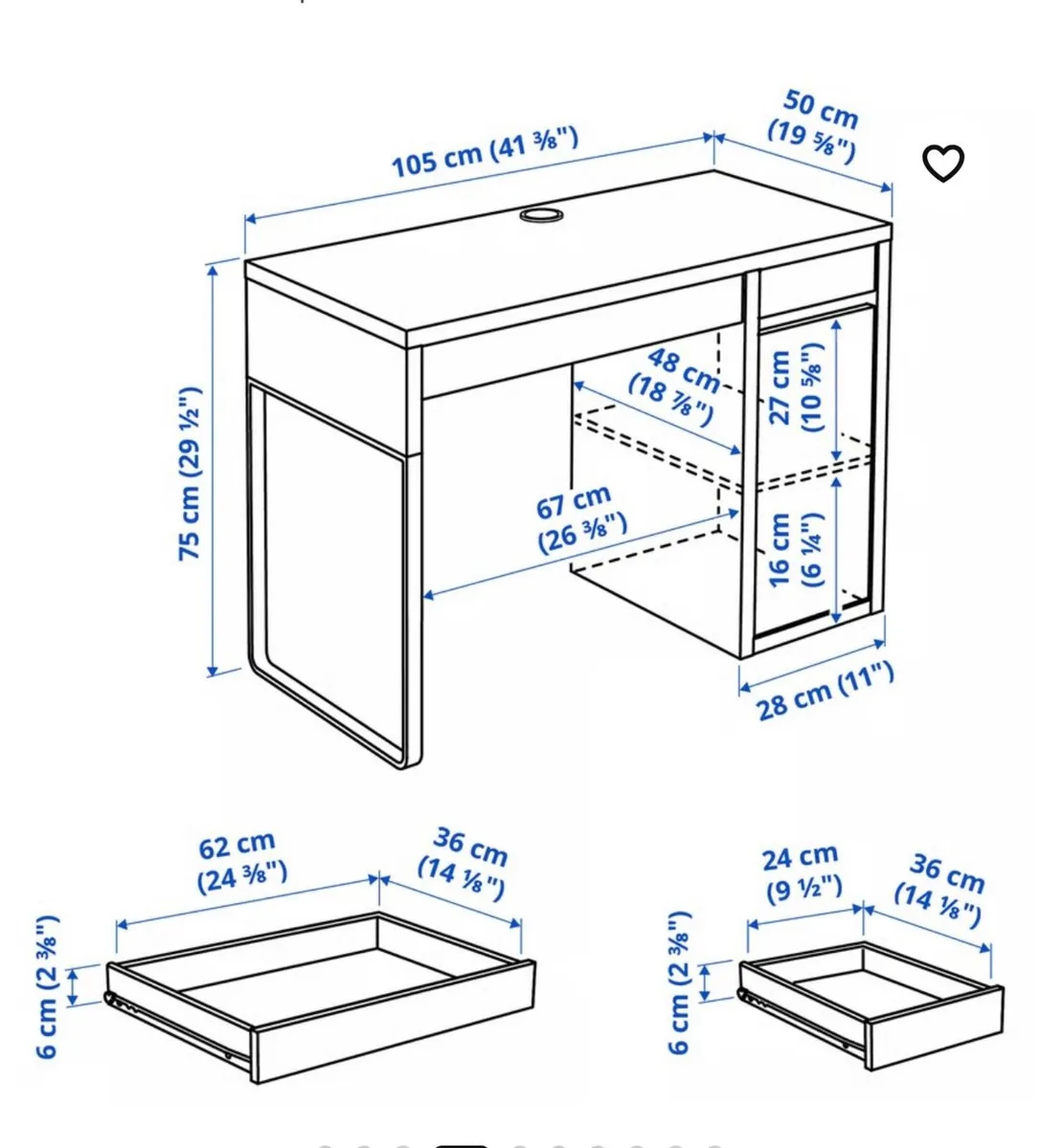 IKEA MICKE Desk – White – Excellent Condition - Image 3