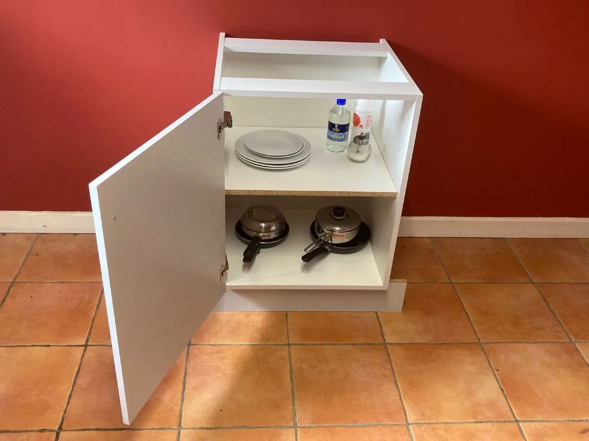 White Kitchen Base Unit – Solid Storage Cabinet - Image 2