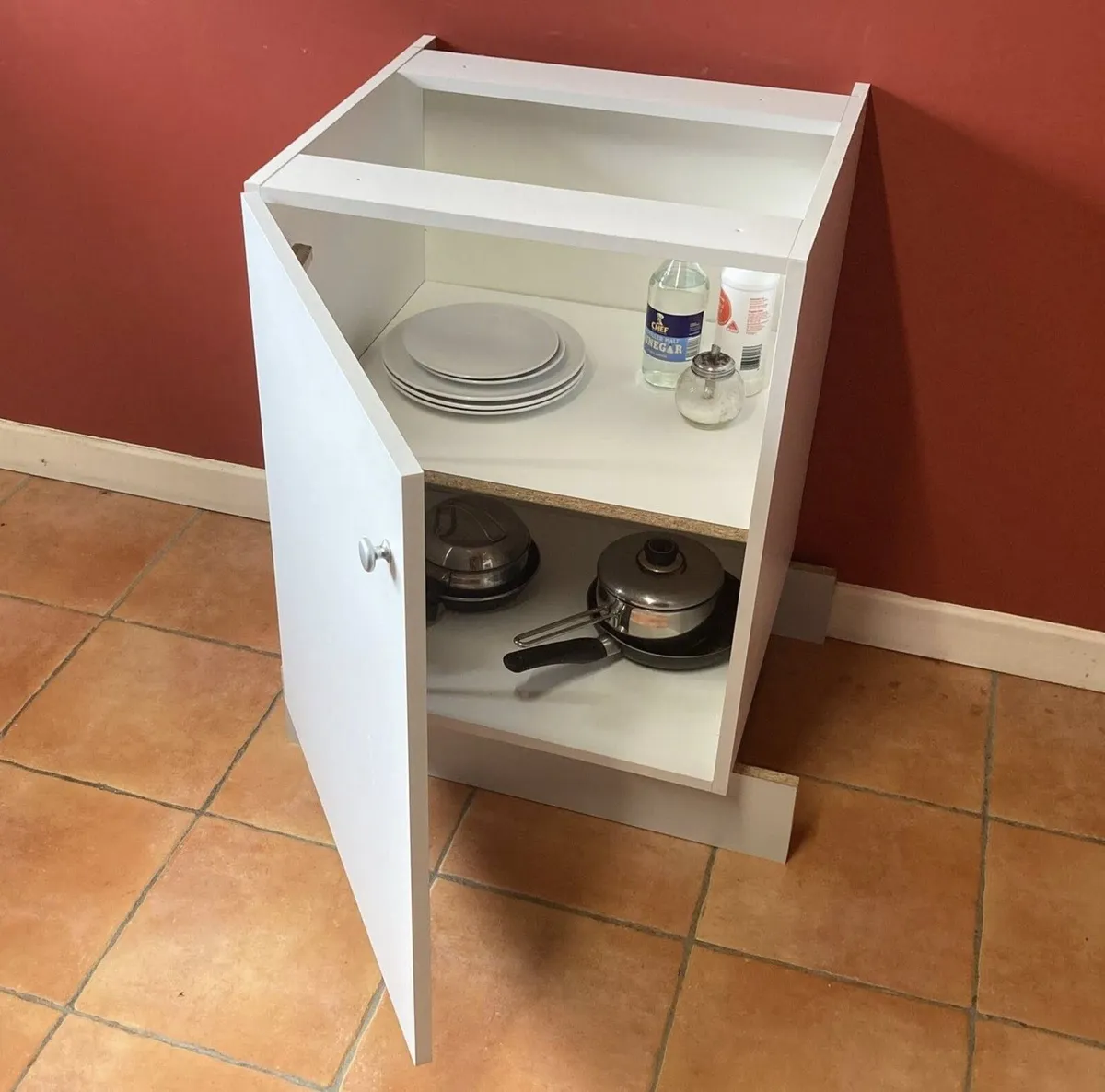 White Kitchen Base Unit – Solid Storage Cabinet - Image 1