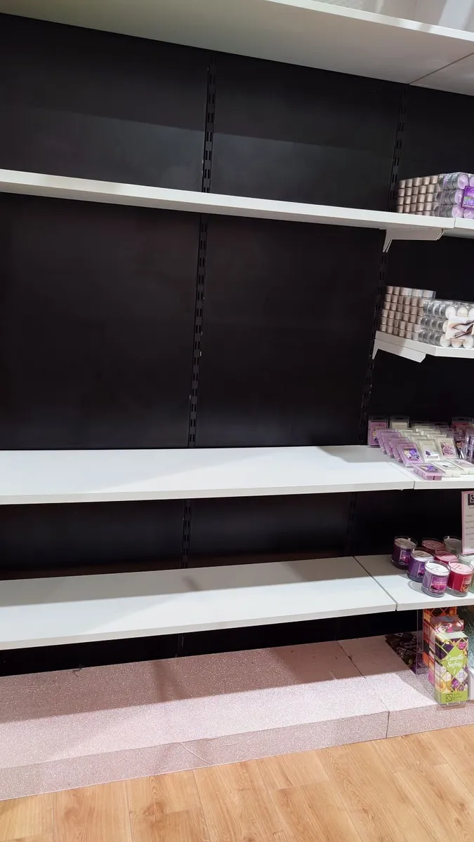 Shop fittings - 6 wall bays + overhead storage - Image 1