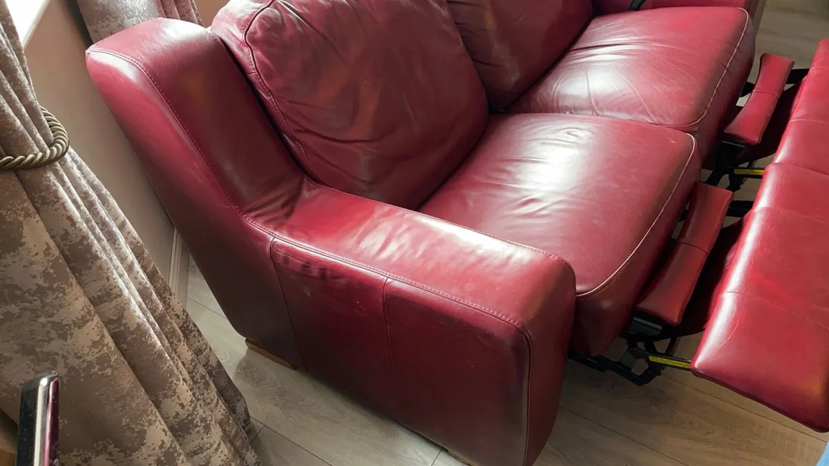Red Leather recliner couch - Image 2