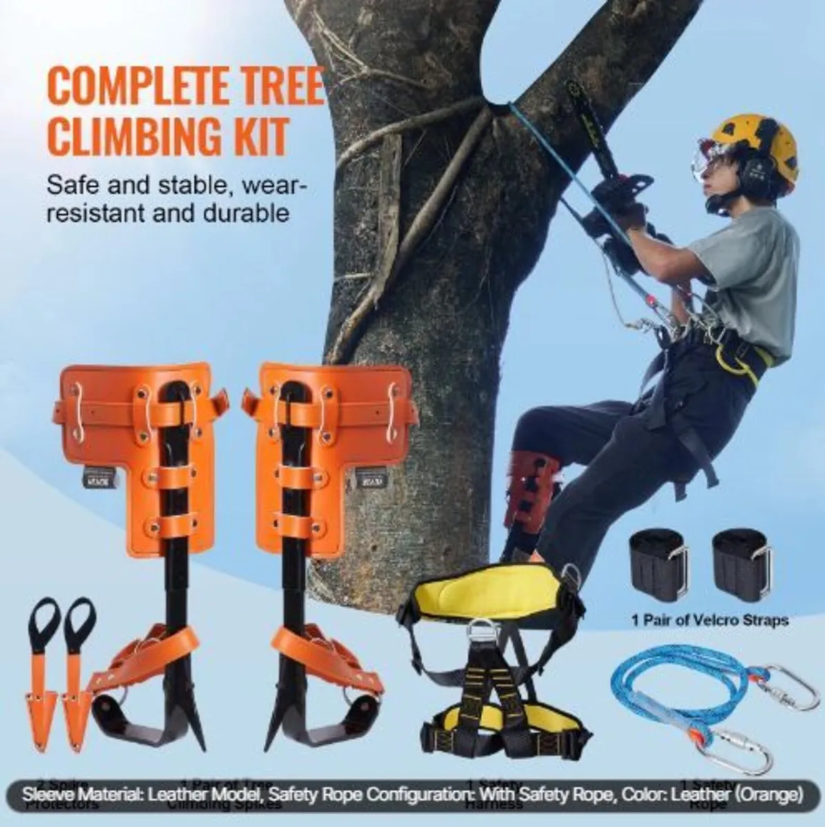 Tree Climbing Spikes Set, 1 Pair Alloy Steel - Image 4