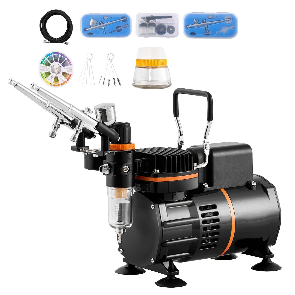 Airbrush Kit 3 Guns Dual Fan Compressor Art Nails - Image 4