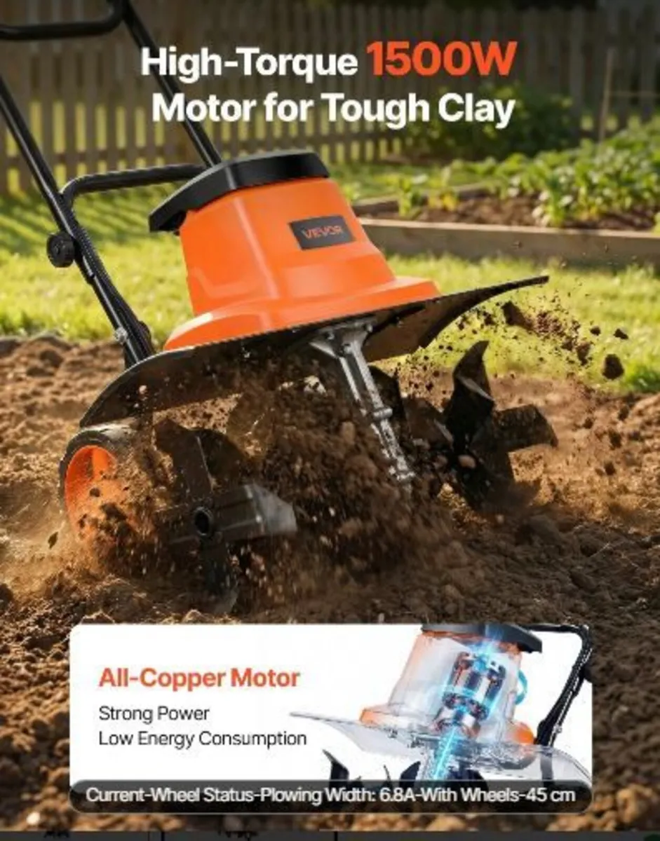 Corded Electric Tiller, 45cm Tilling - Image 3