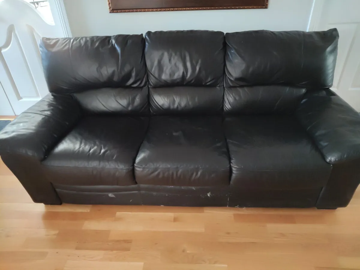 3 Seater Black Leather Couch