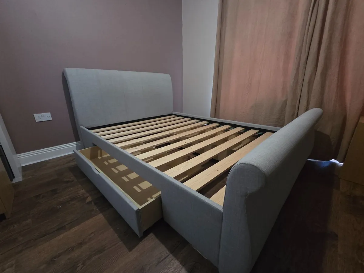 King Size, Grey Lucia Upholstered Bed Frame - Image 4