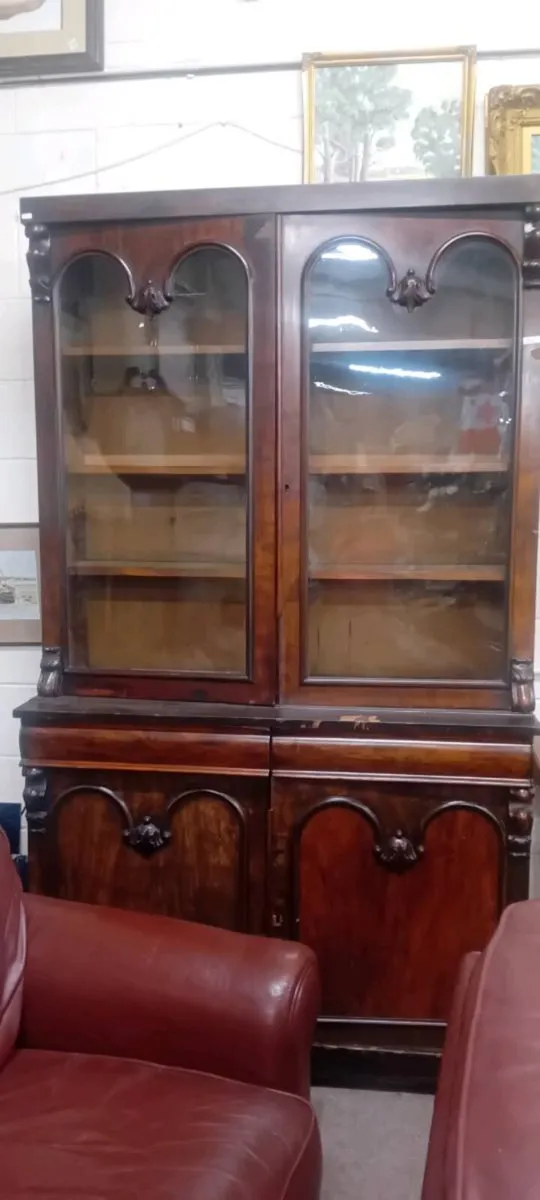 Large Victorian Mahogany Glazed Bookcase - Image 1