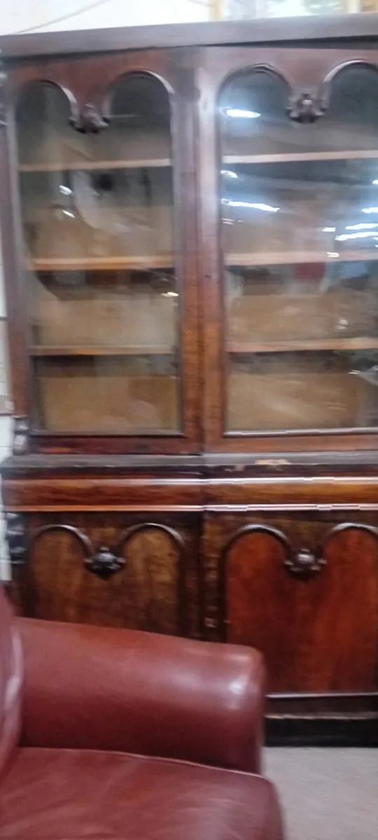 Large Victorian Mahogany Glazed Bookcase - Image 2
