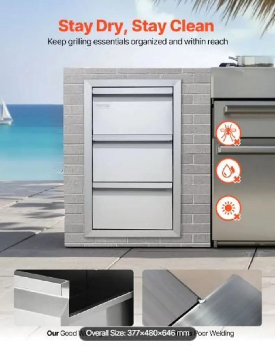 201 Stainless Steel Triple Access Drawer Outdoor - Image 4