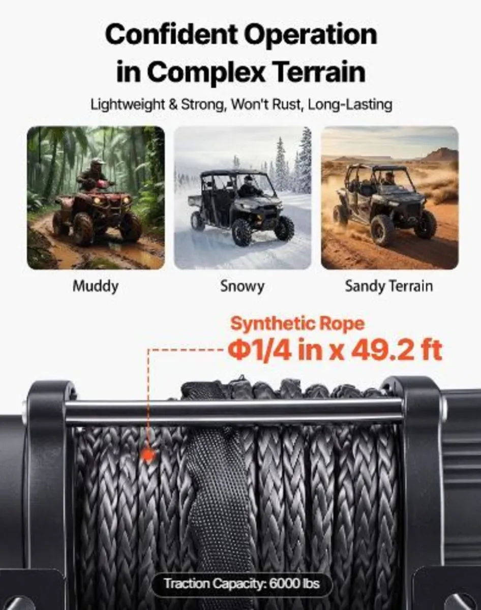 2721 kg Electric Winch, 12V DC - Image 4