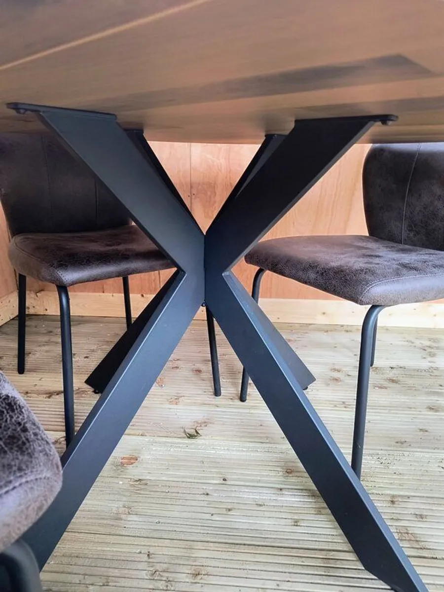 Dining Table & 4 Brown leather Chairs for Sale - Image 1