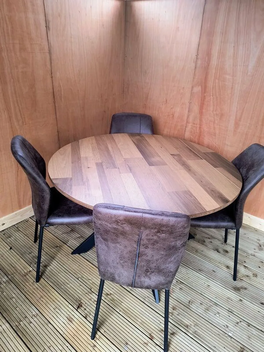Dining Table & 4 Brown leather Chairs for Sale - Image 3