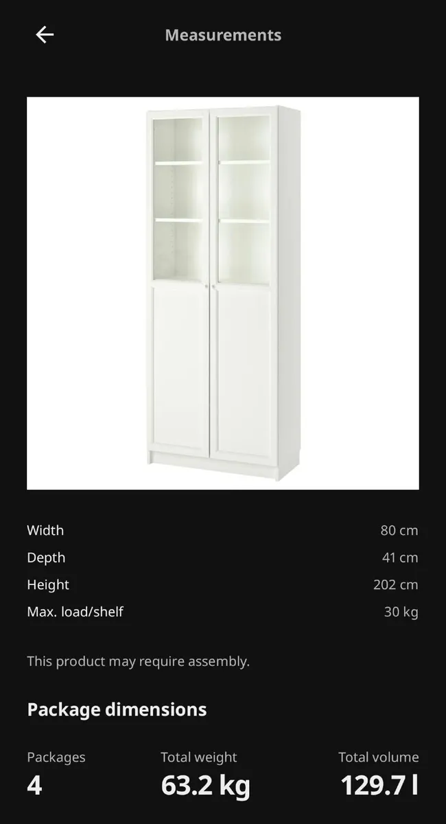 Billy bookcase with glass panel doors - Image 1