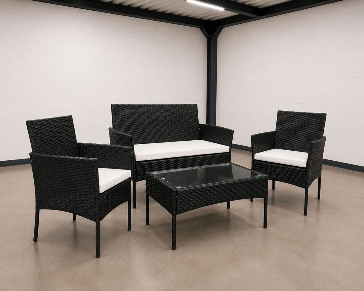 Black Wicker 4 piece garden furniture set - Image 2