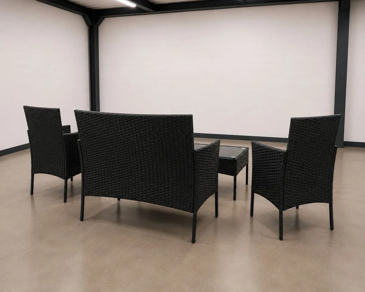 Black Wicker 4 piece garden furniture set - Image 3
