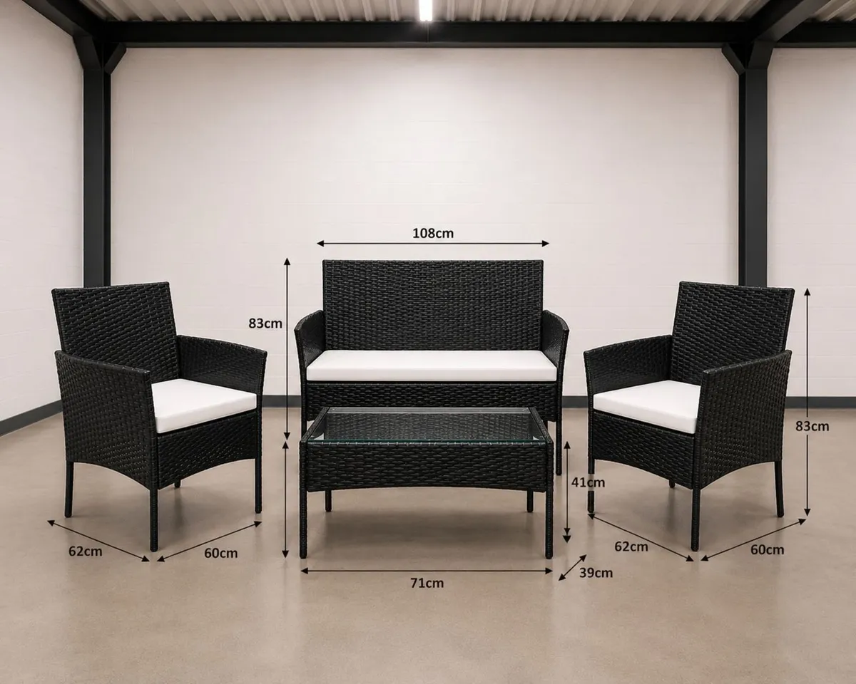 Black Wicker 4 piece garden furniture set - Image 4