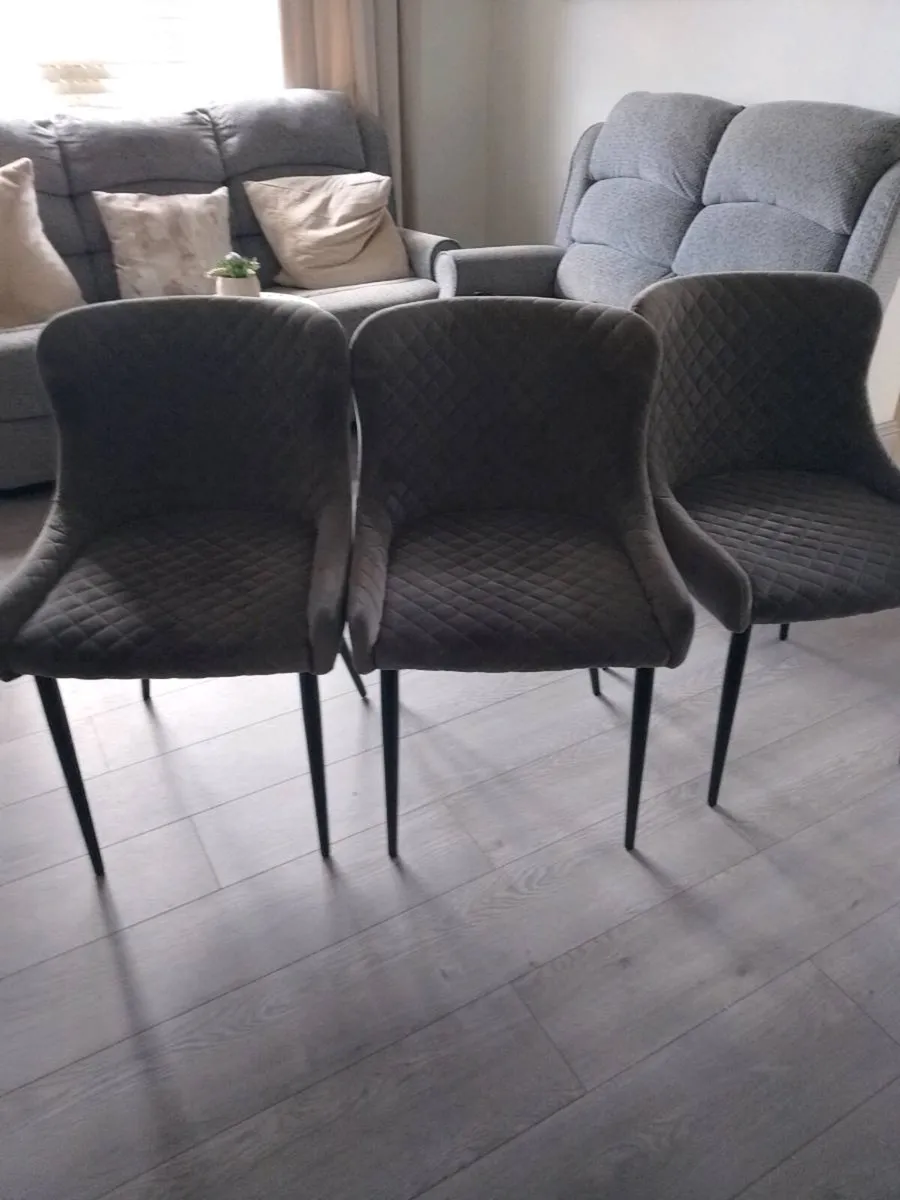 3 Grey and black dinning chairs - Image 1