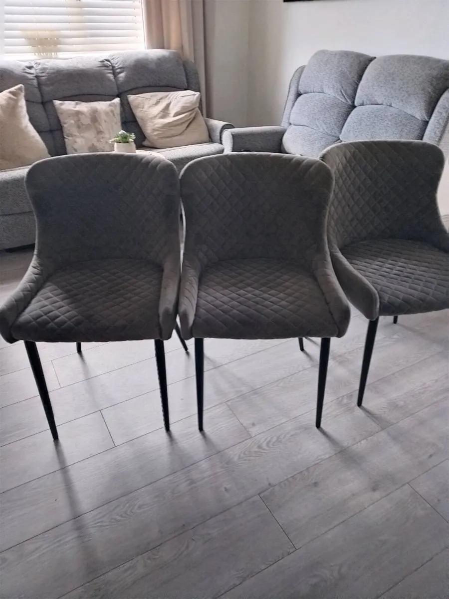 3 Grey and black dinning chairs - Image 2