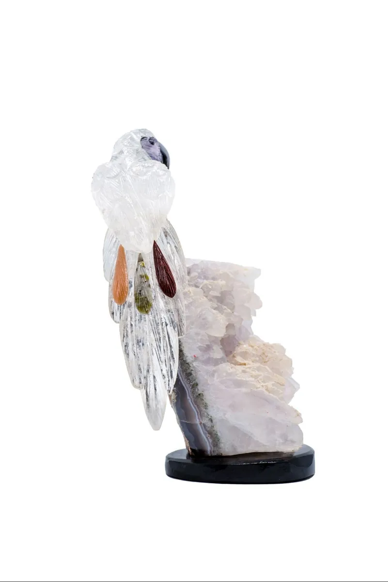 Handcrafted Crystal Macaw Sculpture (19cm) - Image 2
