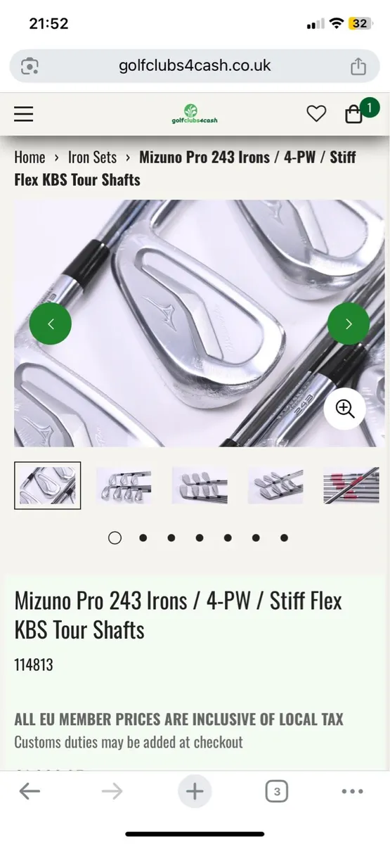 New Mizuno Pro 243 4-PW (KBS Tour S) - Image 1