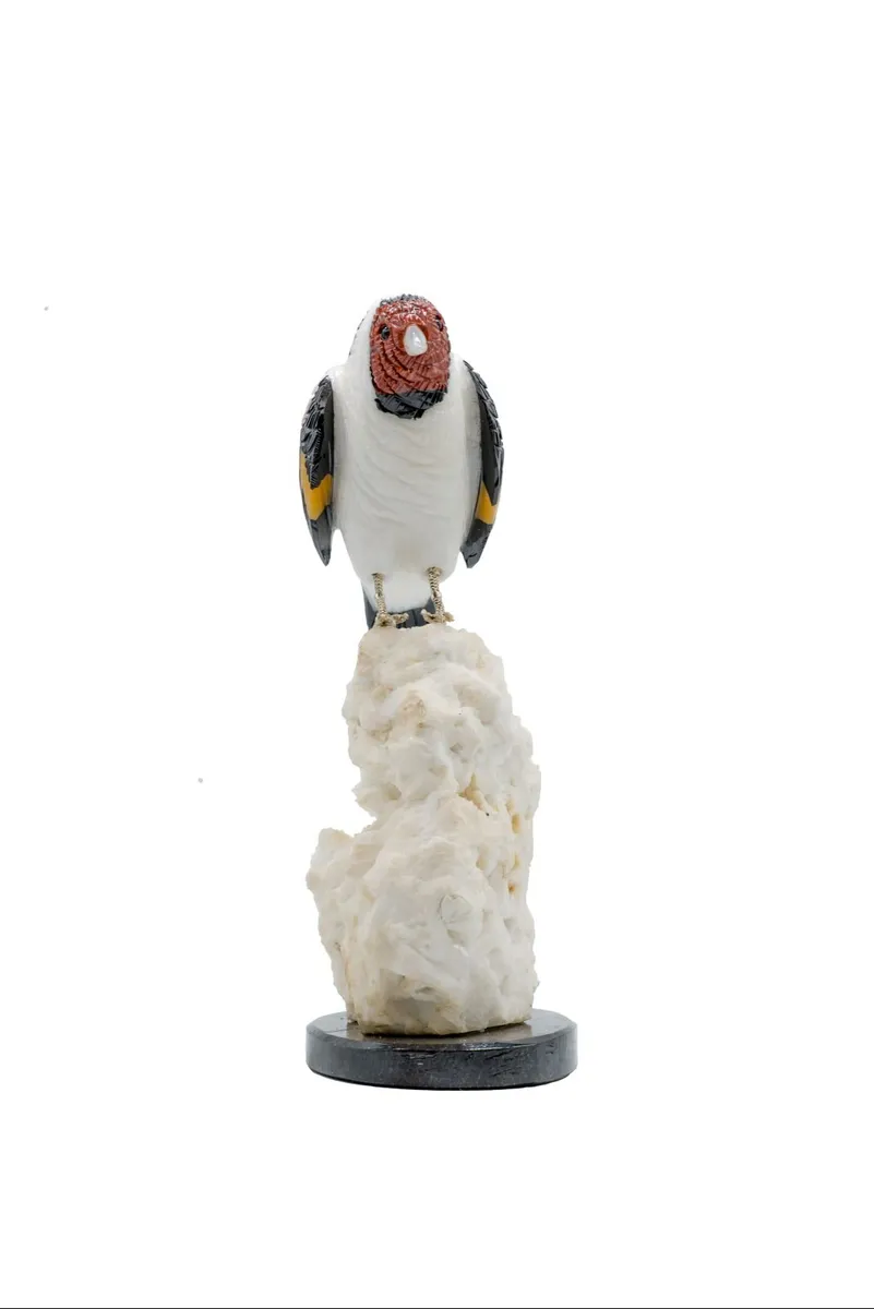 Handcrafted Multi-Stone Goldfinch Sculpture (16cm) - Image 2