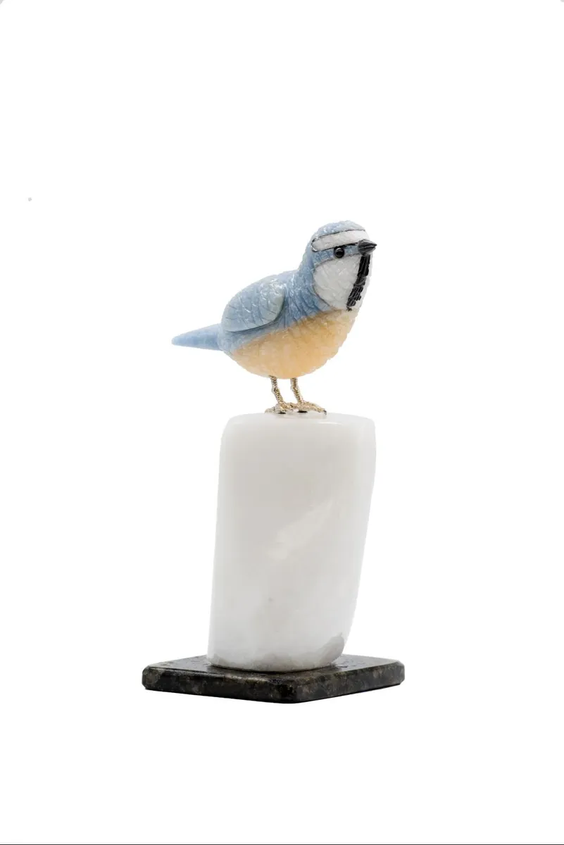 Handcrafted Blue Tit Bird Sculpture (17cm) - Image 2