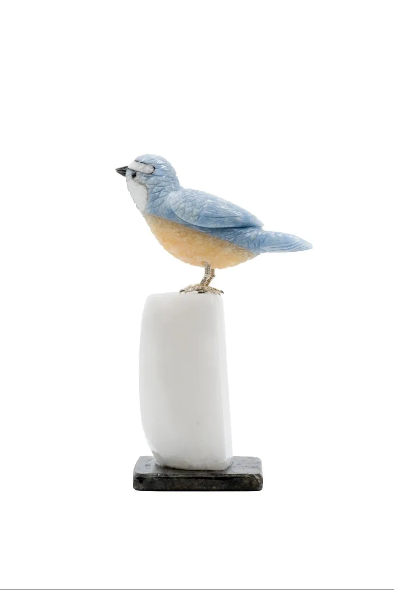 Handcrafted Blue Tit Bird Sculpture (17cm) - Image 4