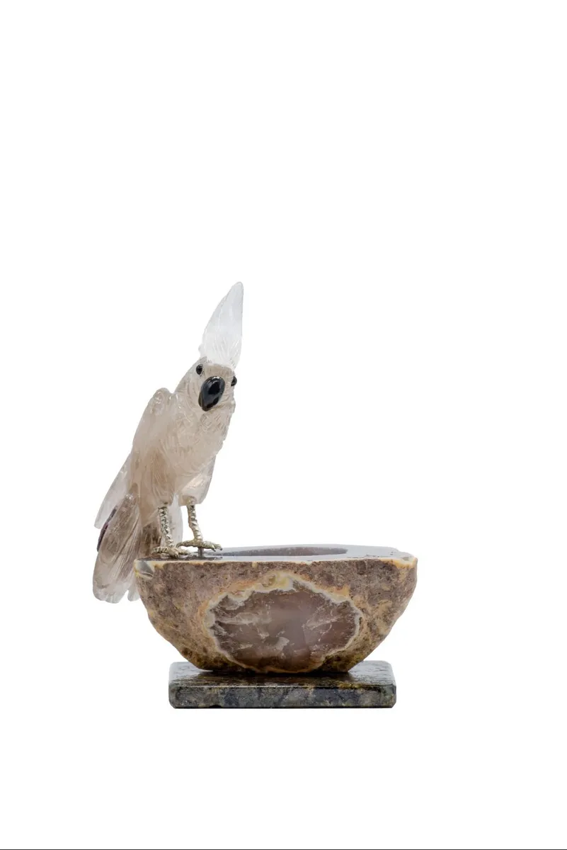 Handcrafted Smoked Crystal Cockatoo on Geode Base - Image 4