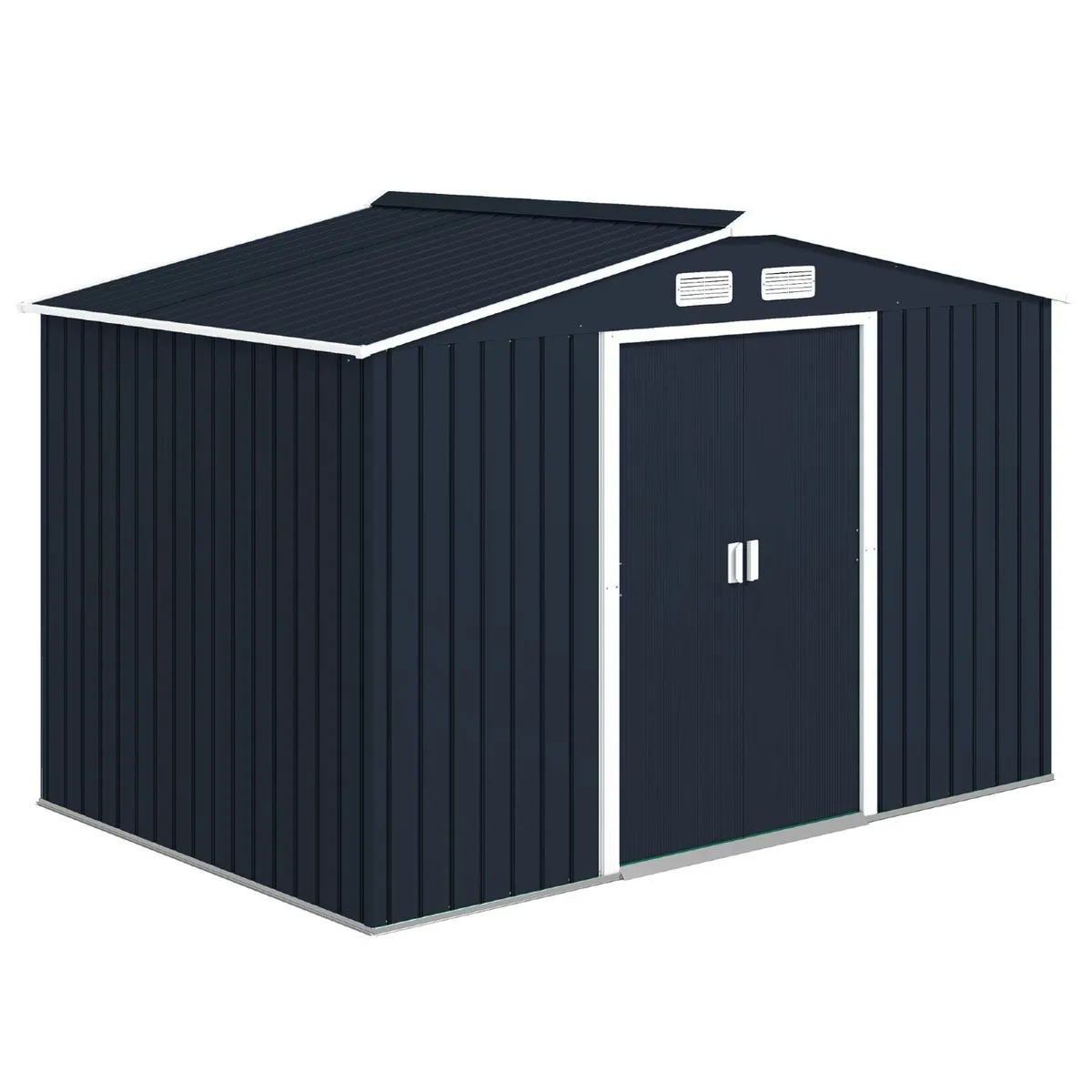 9 x 6FT Metal Shed Roofed Garden Shed Outdoor Stor - Image 1