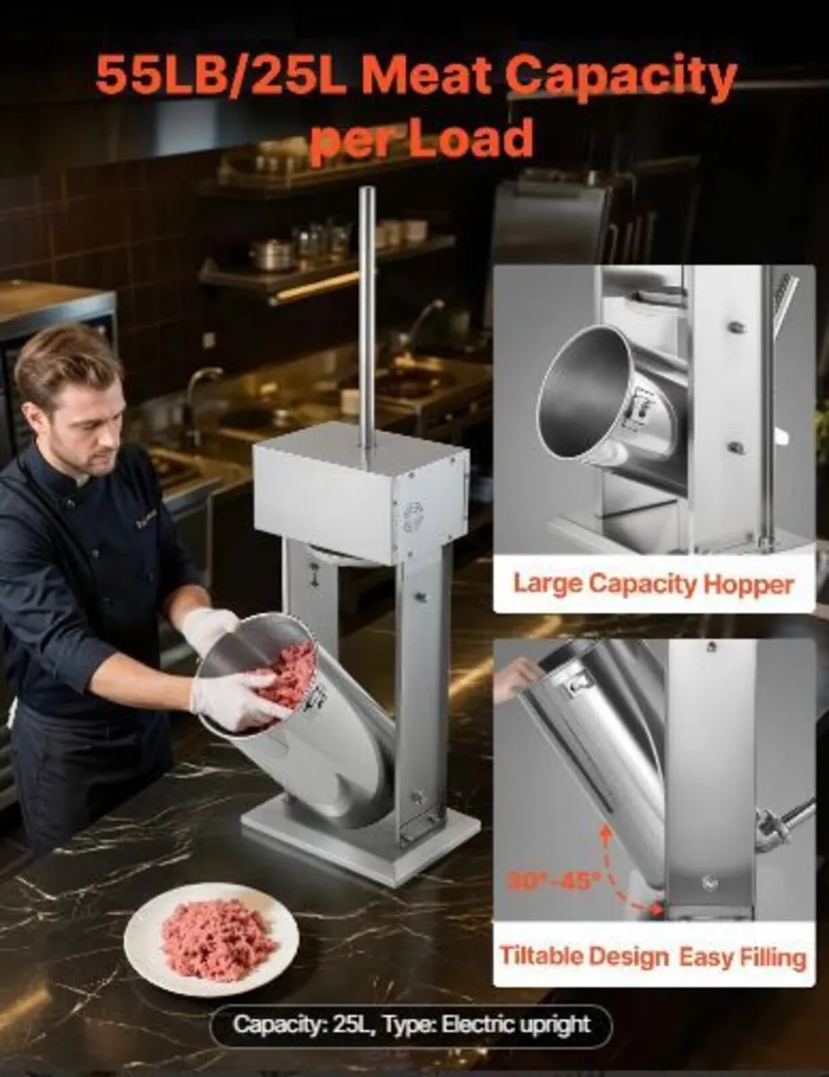 Electric Sausage Stuffer, 55 LBS / 25 L - Image 2