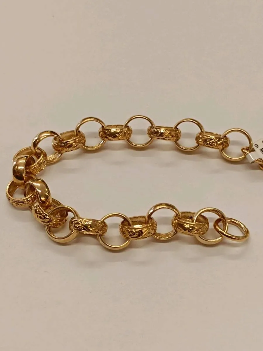 9k Yellow Gold Belcher Bracelet - Image 4