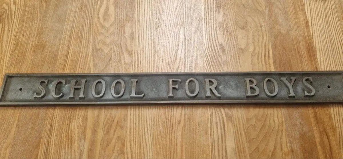 Antique Metal Boys School Sign - Image 2