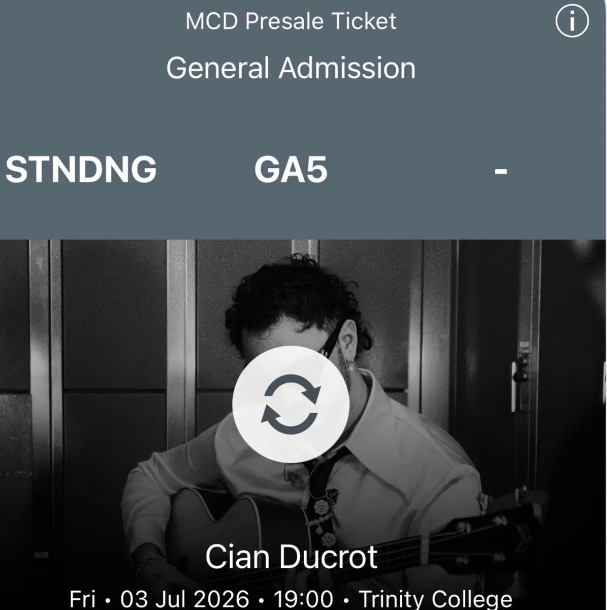 Cian Ducrot tickets x 2 standing