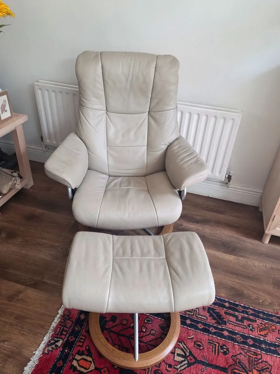 Leather armchair & footstool - Image 2