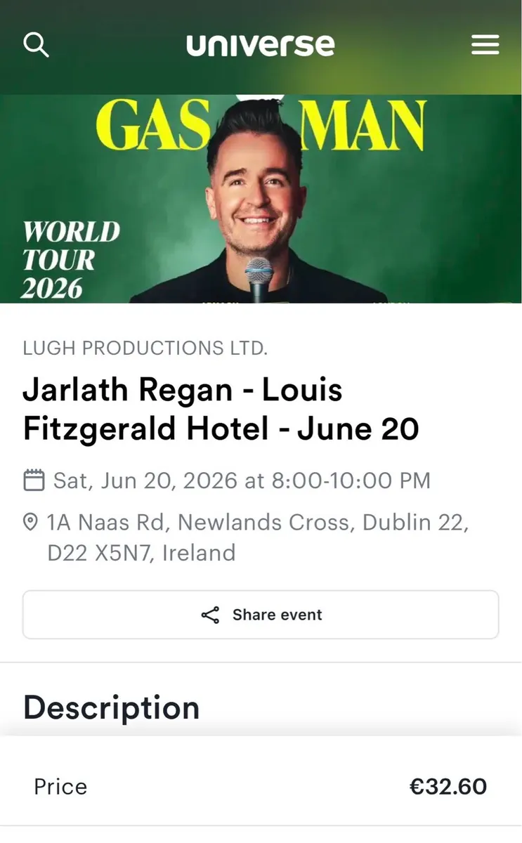 X2 Jarlath Regan - Comedy Tickets.