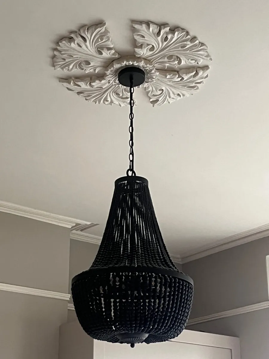 Black Beaded Chandelier – Statement Ceiling Light - Image 3