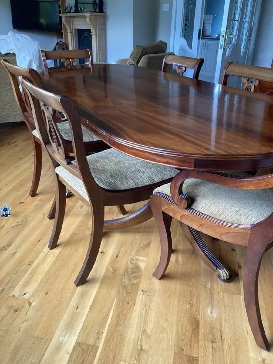 Mahogany dining room table and chairs - Image 2