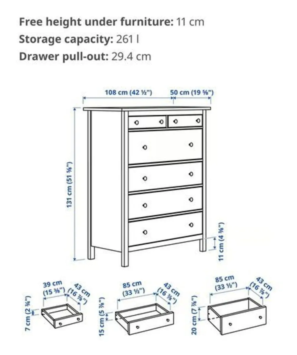 ikea hemnes black 6 drawer - Image 2