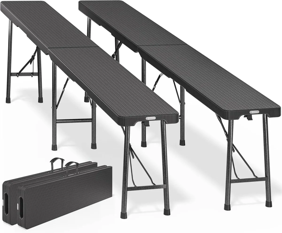 Set of 2 Foldable Picnic & Camping Benches – Seats - Image 2