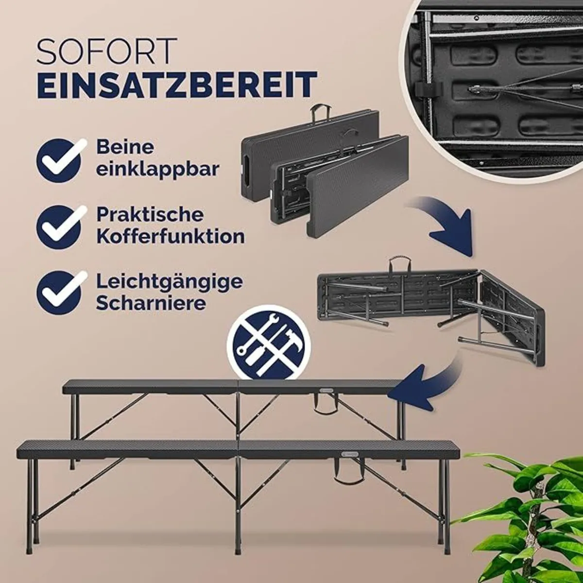 Set of 2 Foldable Picnic & Camping Benches – Seats - Image 3