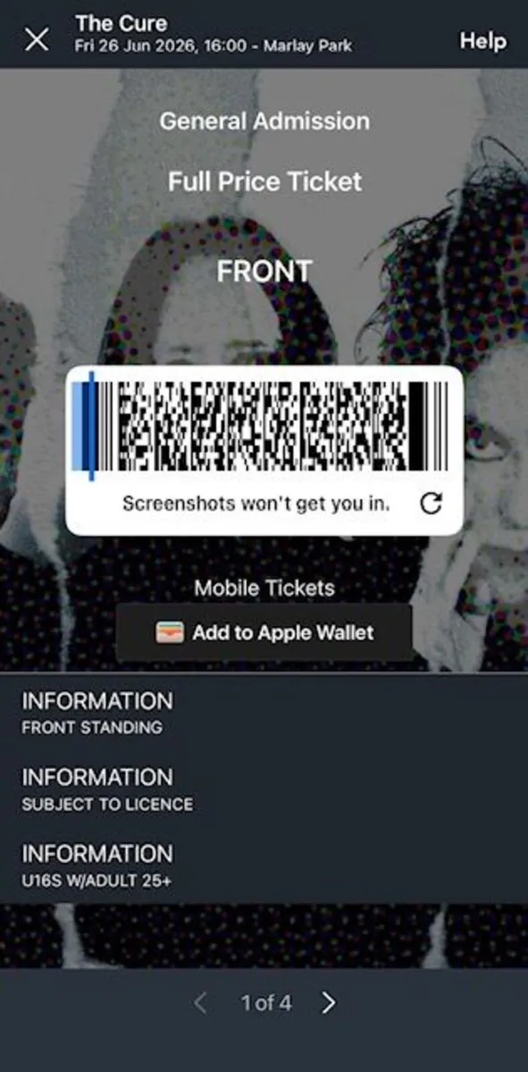 The Cure @ Marlay Park Tickets €99 face value