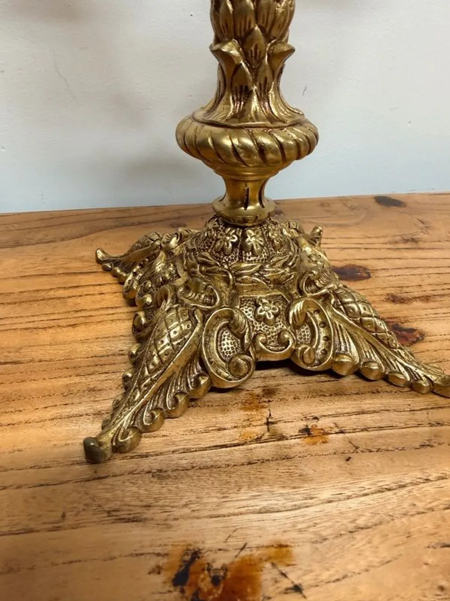 Exquisite Antique 5 Branch French Brass Candelabra - Image 2