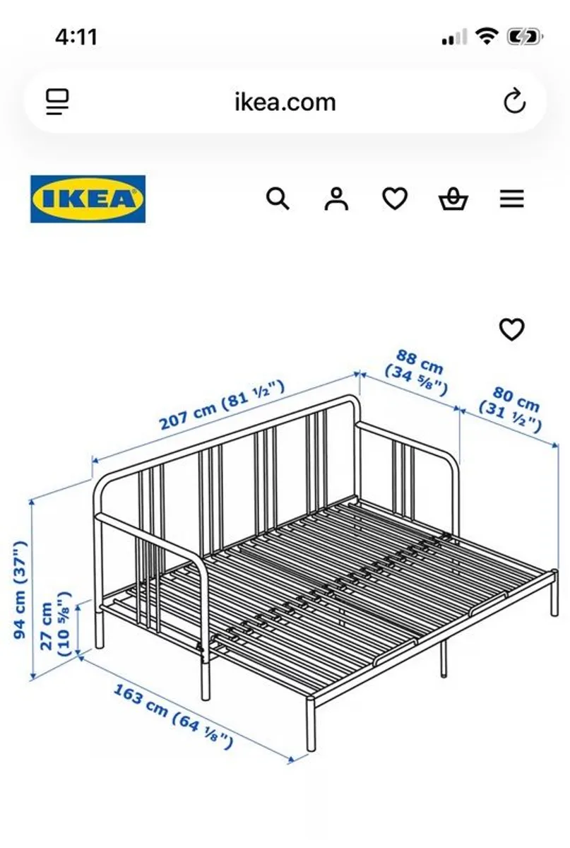 Daybed Ikea FYRESDAL Day-bed frame, - Image 2